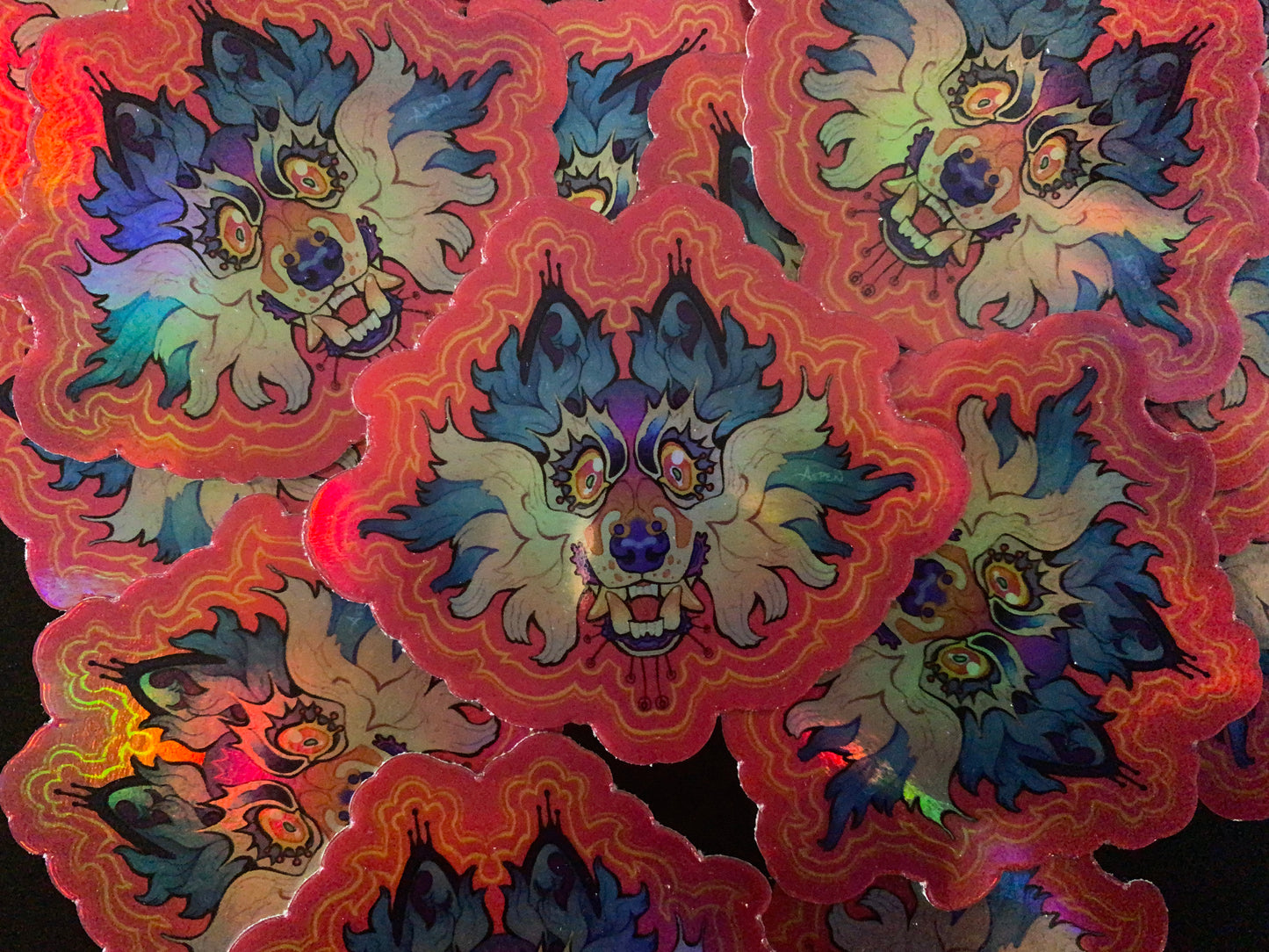 "Radiate" holographic wolf sticker