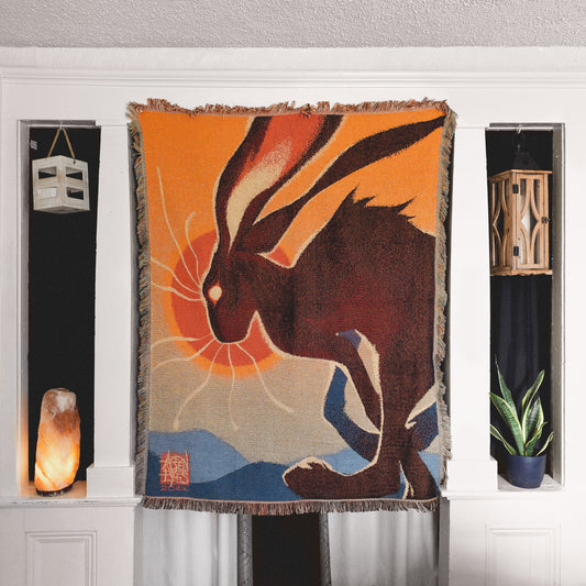 Western Jackrabbit Woven Blanket